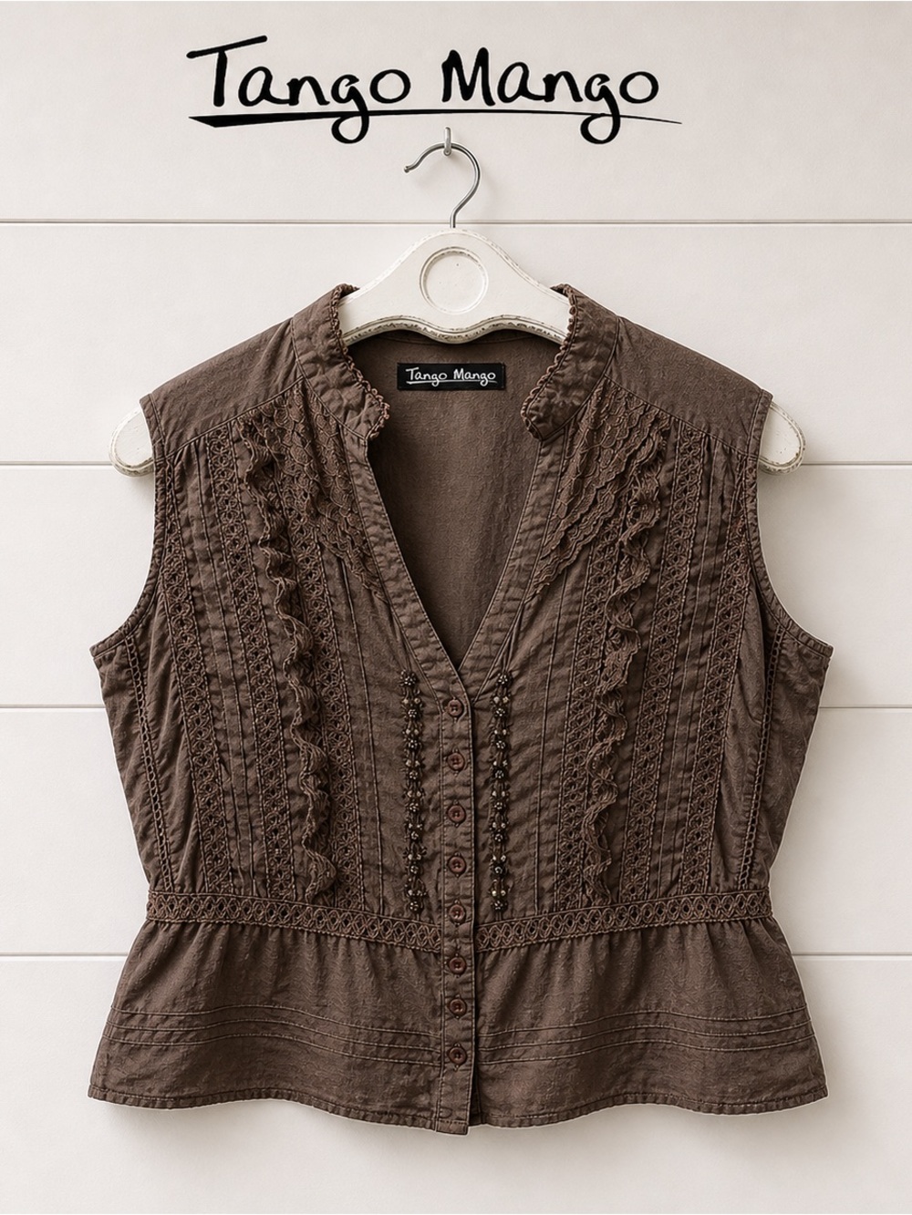 Y2K VINTAGE-STYLE LACE BLOUSE – TANGO MANGO – SIZE L
